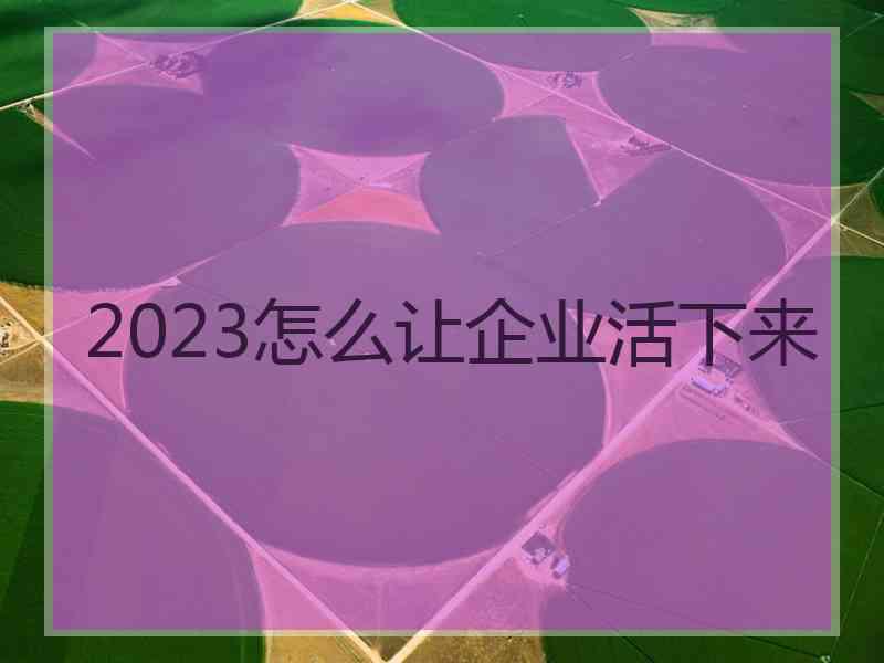 2023怎么让企业活下来